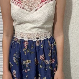 White and blue dress